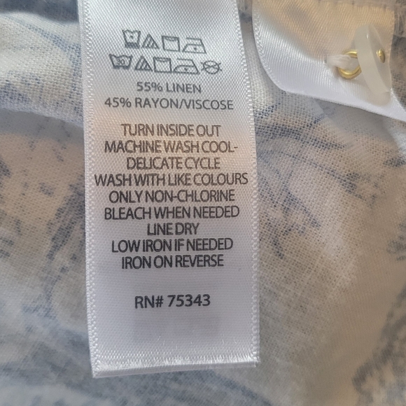 Nicole Miller Blue and White Botanical Button Down Dress Size Medium - Picture 6 of 6